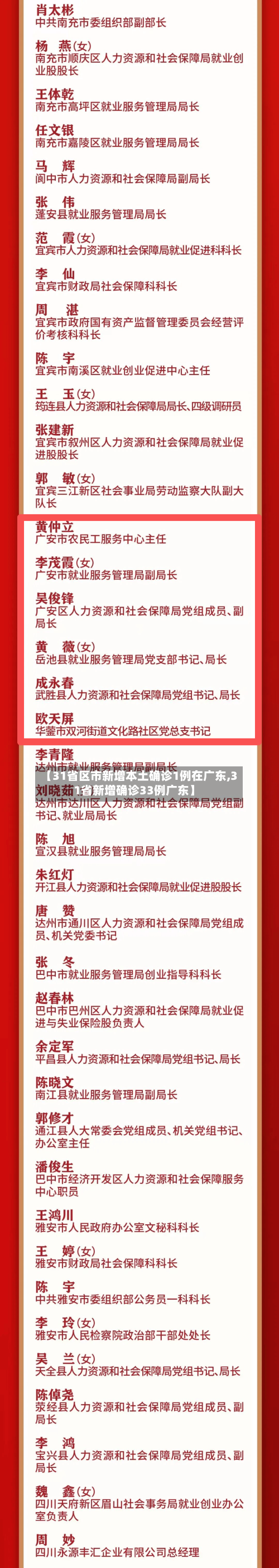 【31省区市新增本土确诊1例在广东,31省新增确诊33例广东】