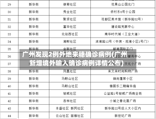 广州发现2例外地来穗确诊病例(广州新增境外输入确诊病例详情公布)